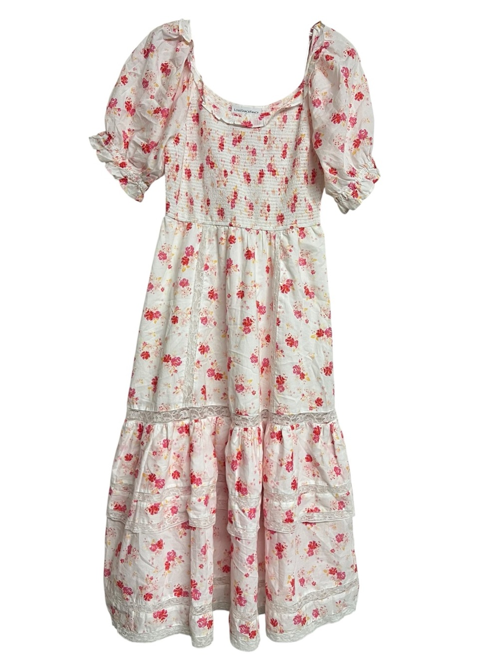 LoveShackFancy x Target Puff Sleeve Floral Midi Dress Cottagecore Coquette